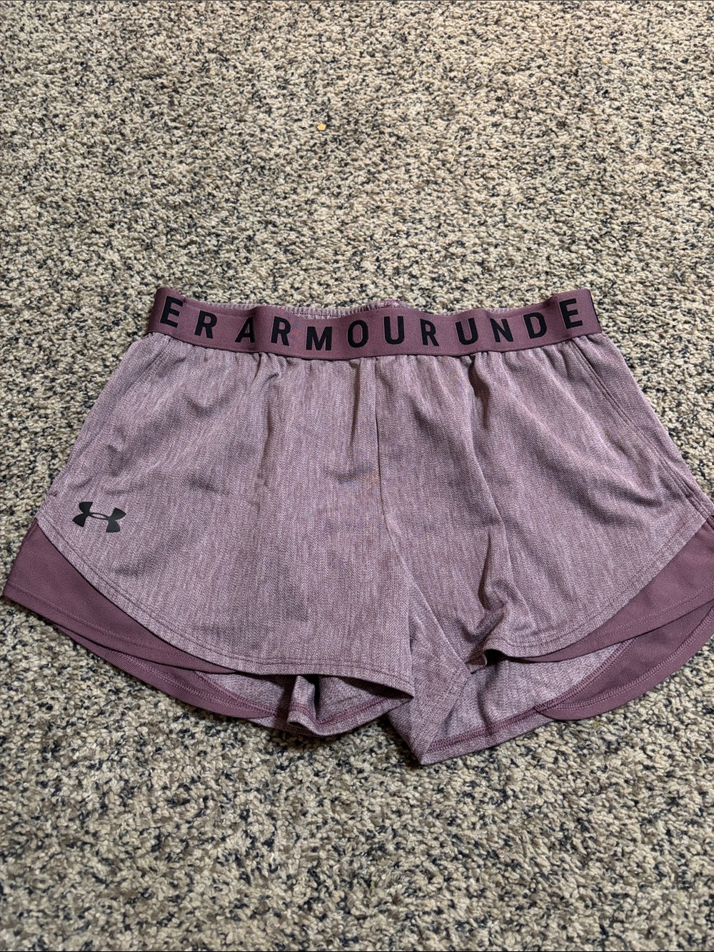 Under Armour Women's Dusty Mauve Athletic Shorts with Logo Waistband